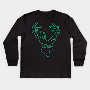 Green logo of a stag Kids Long Sleeve T-Shirt